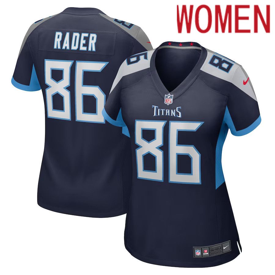 Women Tennessee Titans 86 Kevin Rader Nike Navy Game Player NFL Jersey